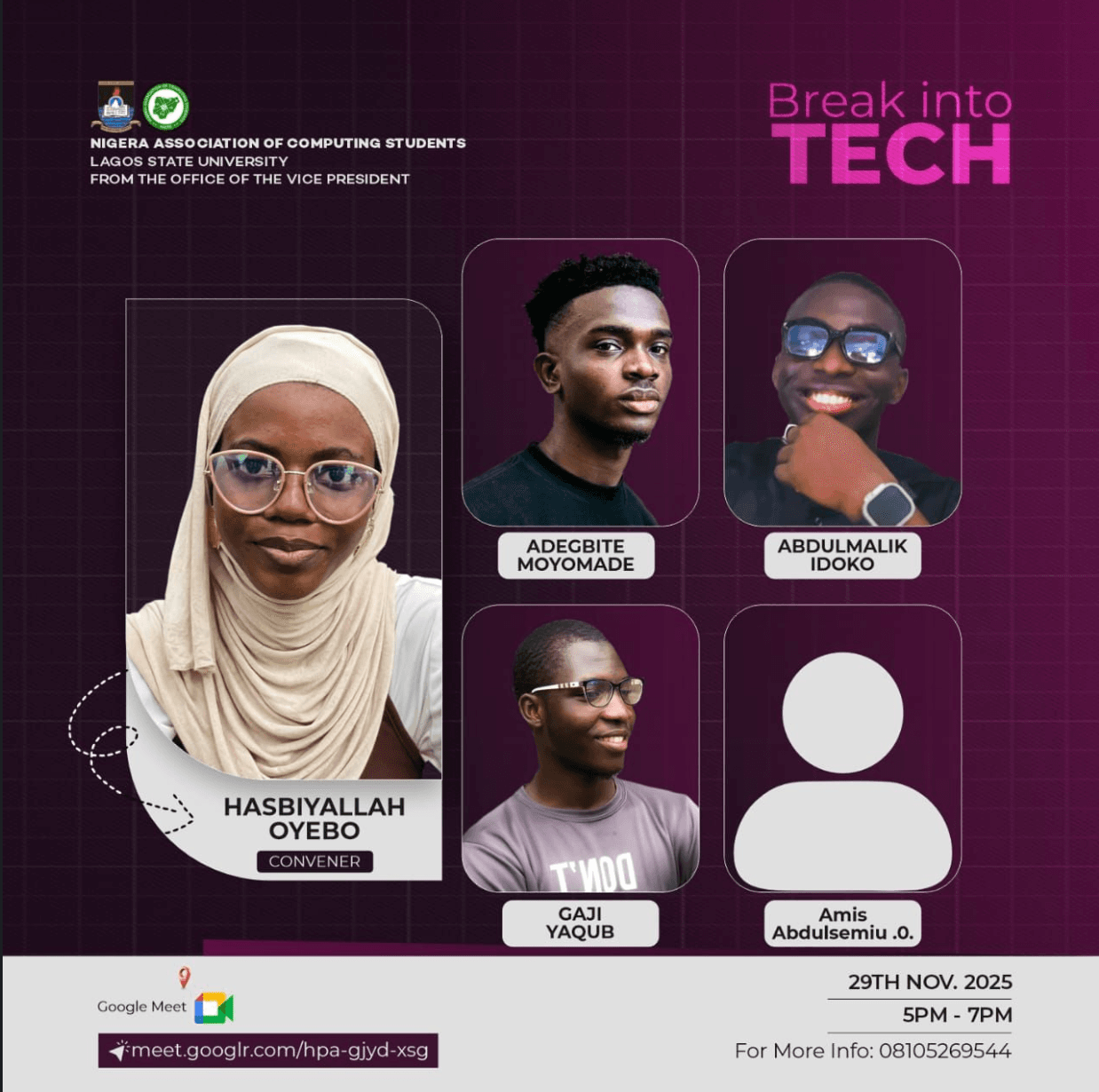 The speaker lineup for the session.